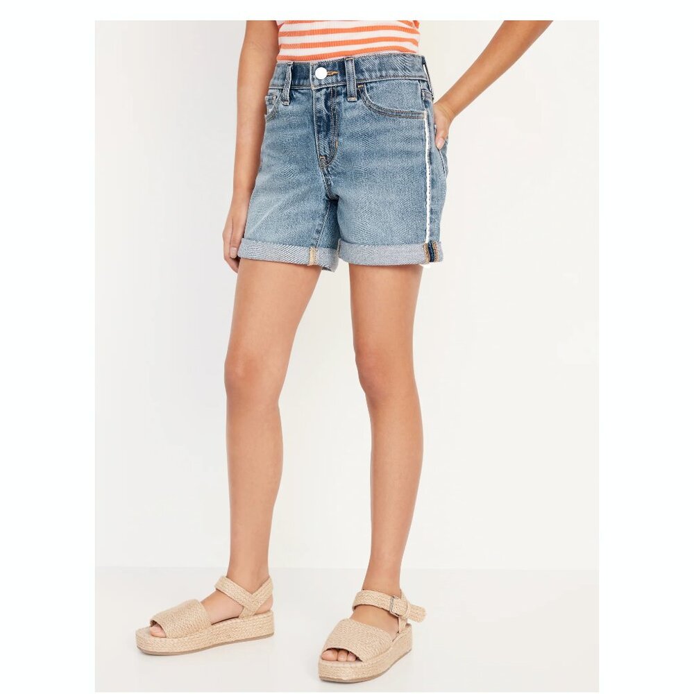 Old Navy High-Waisted Lace-Trim Double-Rolled-Cuff Midi Shorts for Girls NWT
